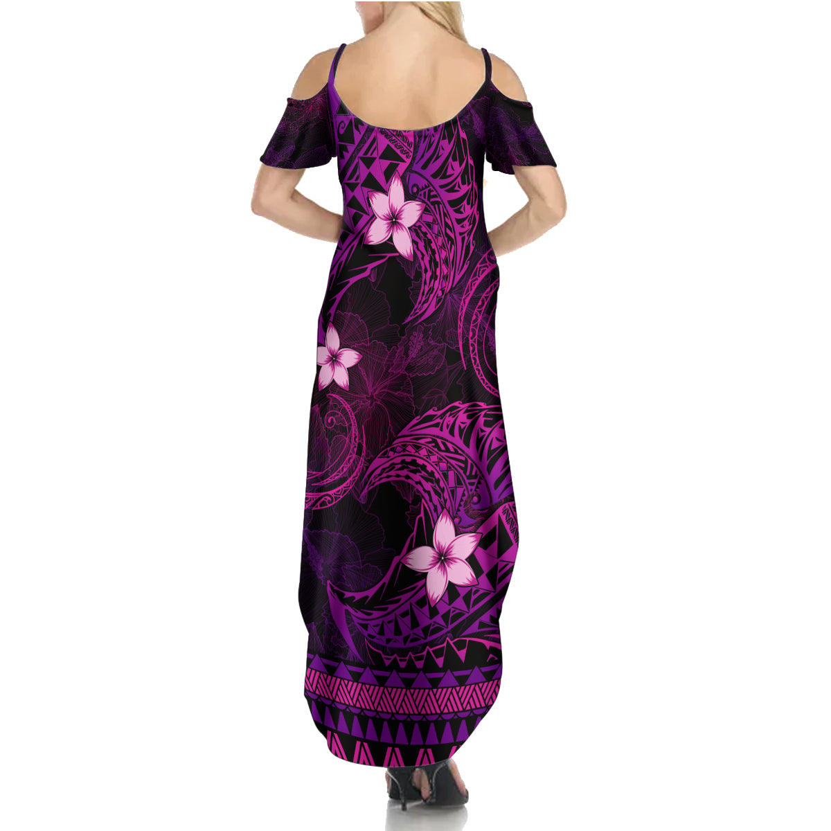FSM Pohnpei State Family Matching Summer Maxi Dress and Hawaiian Shirt Tribal Pattern Pink Version LT01 - Polynesian Pride