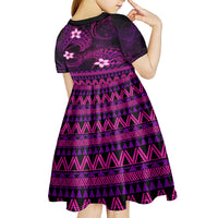 FSM Pohnpei State Kid Short Sleeve Dress Tribal Pattern Pink Version LT01 - Polynesian Pride