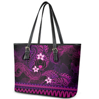 FSM Pohnpei State Leather Tote Bag Tribal Pattern Pink Version LT01 - Polynesian Pride