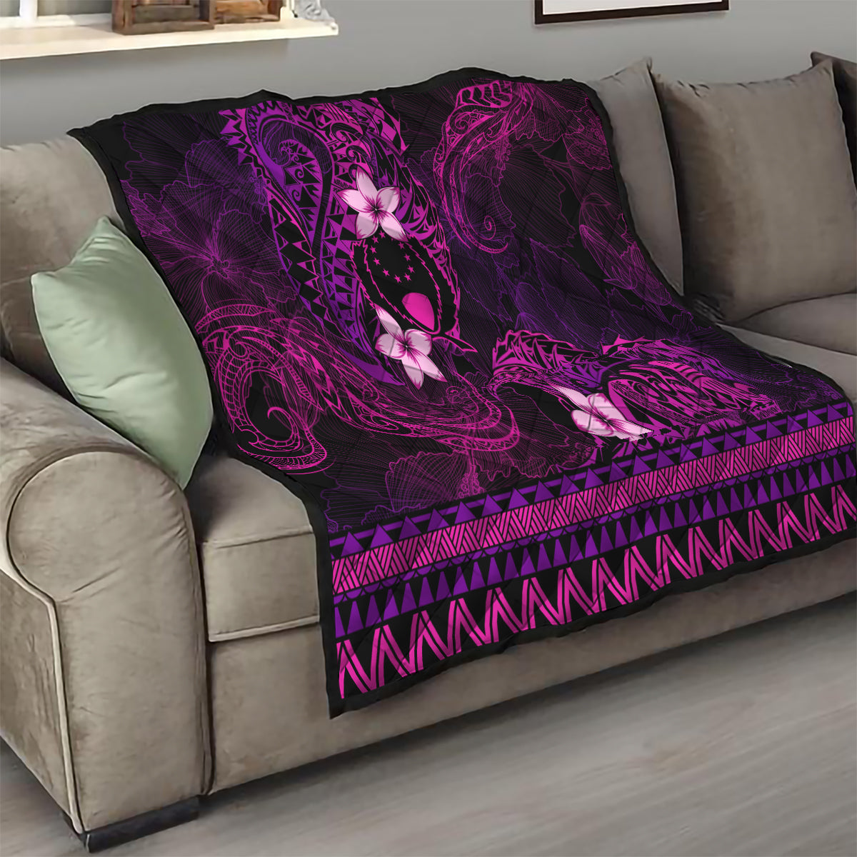 FSM Pohnpei State Quilt Tribal Pattern Pink Version LT01 - Polynesian Pride