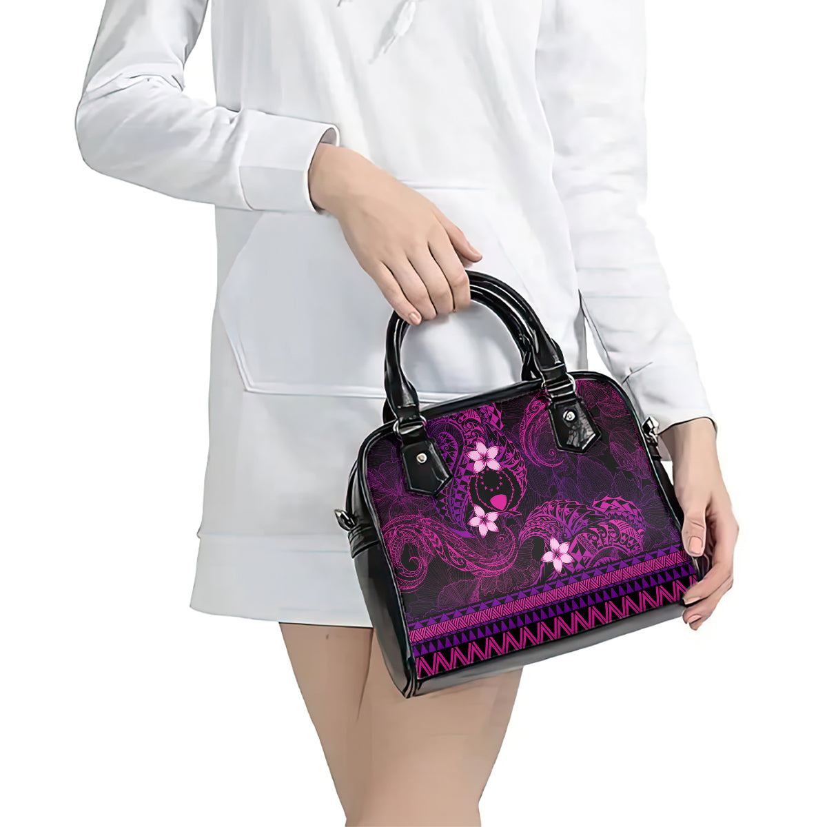 FSM Pohnpei State Shoulder Handbag Tribal Pattern Pink Version LT01 - Polynesian Pride