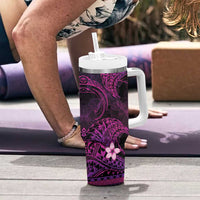 FSM Pohnpei State Tumbler With Handle Tribal Pattern Pink Version