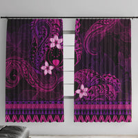 FSM Pohnpei State Window Curtain Tribal Pattern Pink Version LT01 With Hooks Pink - Polynesian Pride