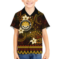 FSM Culture Day Family Matching Summer Maxi Dress and Hawaiian Shirt Tribal Pattern Gold Version LT01 Son's Shirt Gold - Polynesian Pride