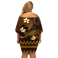 FSM Culture Day Off Shoulder Short Dress Tribal Pattern Gold Version LT01 - Polynesian Pride