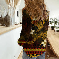 FSM Culture Day Women Casual Shirt Tribal Pattern Gold Version LT01 - Polynesian Pride