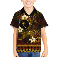 FSM Chuuk State Family Matching Summer Maxi Dress and Hawaiian Shirt Tribal Pattern Gold Version LT01 Son's Shirt Gold - Polynesian Pride