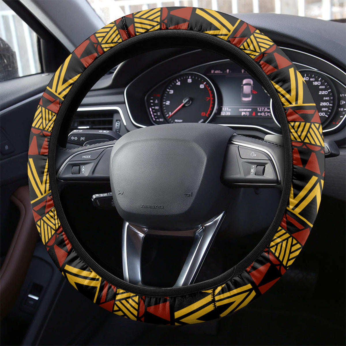 FSM Chuuk State Steering Wheel Cover Tribal Pattern Gold Version LT01 - Polynesian Pride