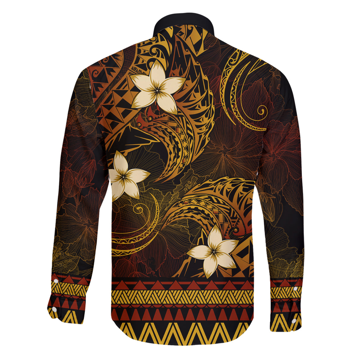 FSM Kosrae State Family Matching Off Shoulder Short Dress and Hawaiian Shirt Tribal Pattern Gold Version LT01 - Polynesian Pride