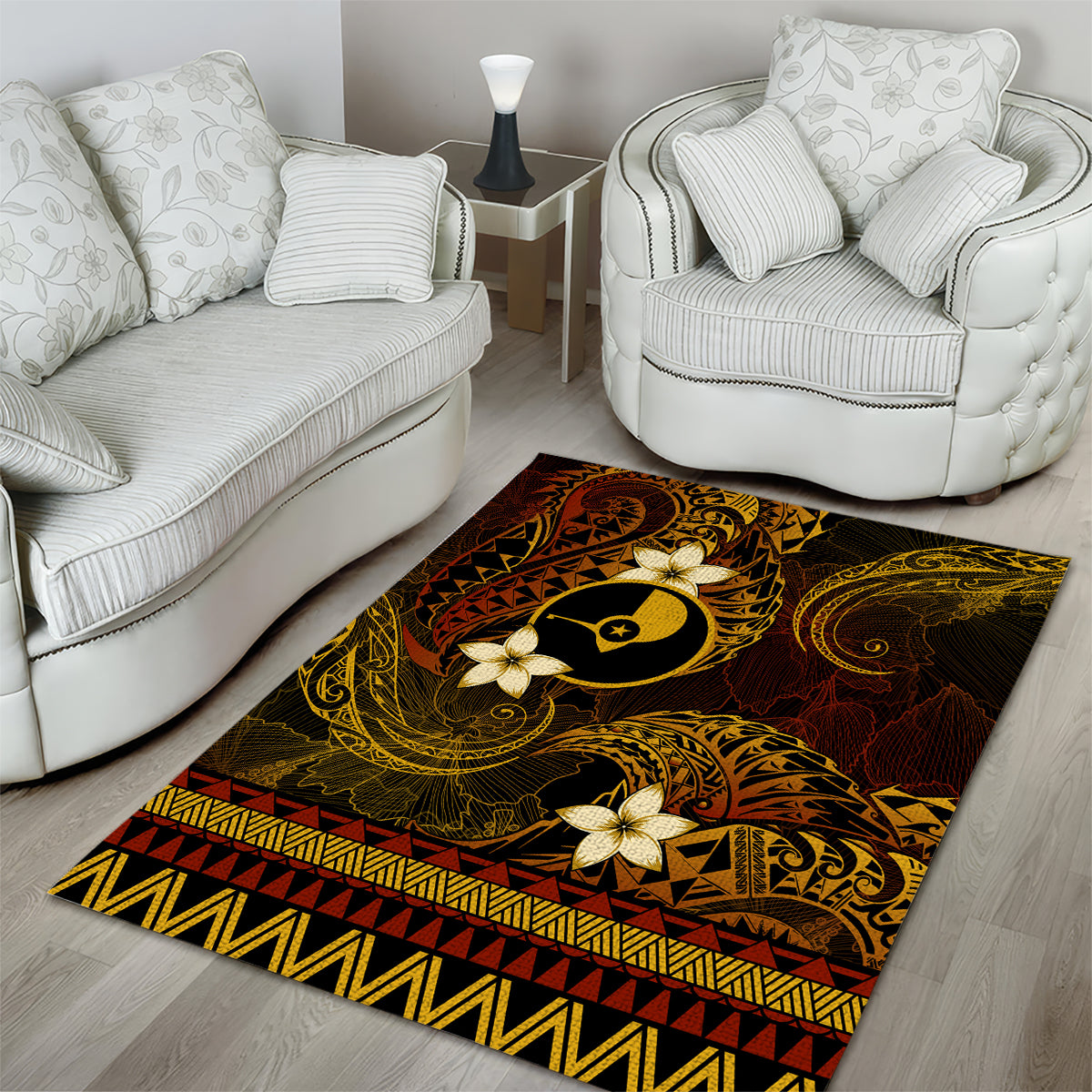 FSM Yap State Area Rug Tribal Pattern Gold Version