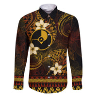 FSM Yap State Family Matching Off Shoulder Maxi Dress and Hawaiian Shirt Tribal Pattern Gold Version LT01 Dad's Shirt - Long Sleeve Gold - Polynesian Pride