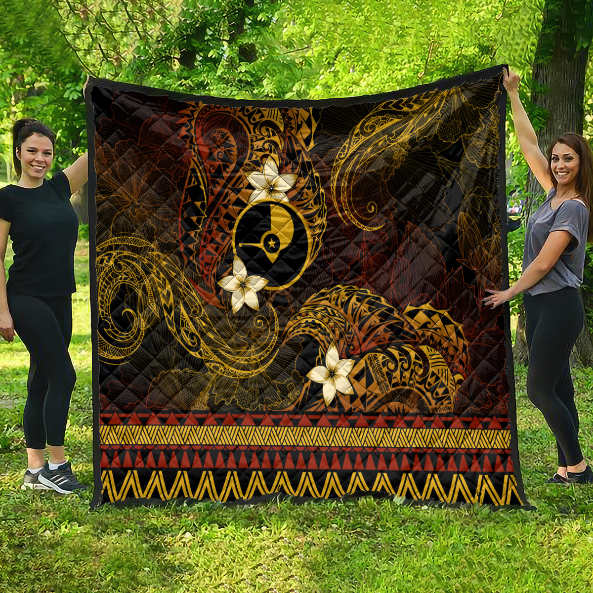 FSM Yap State Quilt Tribal Pattern Gold Version