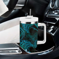 FSM Pohnpei State Tumbler With Handle Tribal Pattern Ocean Version