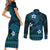 FSM Yap State Couples Matching Short Sleeve Bodycon Dress and Long Sleeve Button Shirt Tribal Pattern Ocean Version LT01 - Polynesian Pride