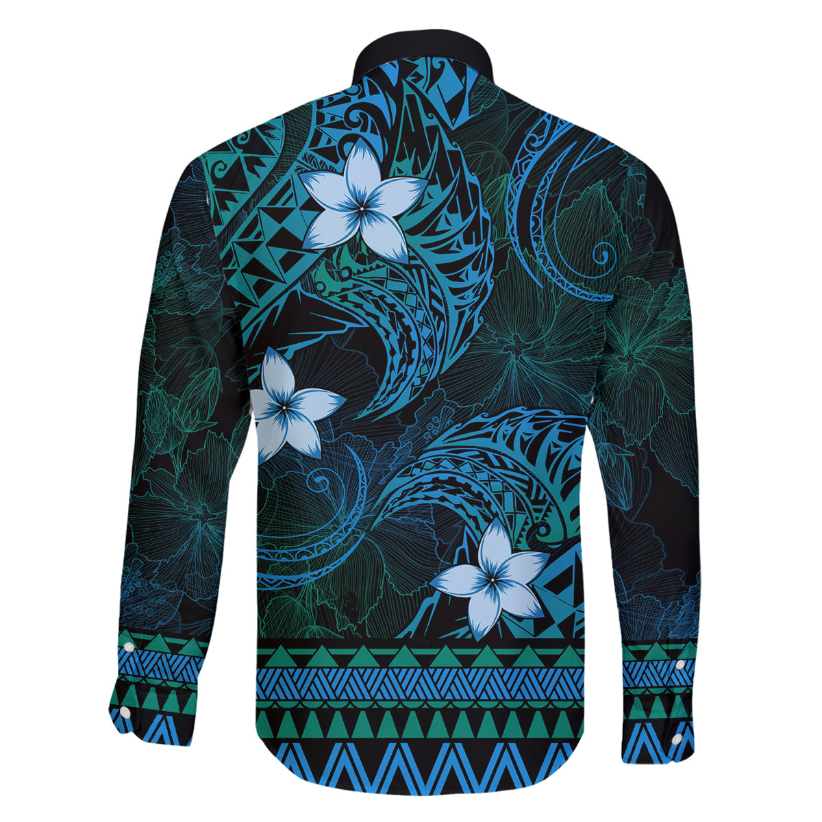 FSM Yap State Family Matching Off Shoulder Maxi Dress and Hawaiian Shirt Tribal Pattern Ocean Version LT01 - Polynesian Pride