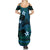 FSM Yap State Family Matching Summer Maxi Dress and Hawaiian Shirt Tribal Pattern Ocean Version LT01 - Polynesian Pride