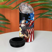 Personalized Northern Mariana Islands 4th of July 4 in 1 Can Cooler Tumbler Plumeria USA Eagle LT01 - Polynesian Pride