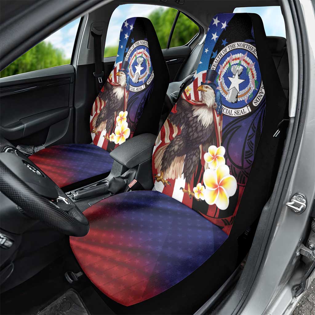 Northern Mariana Islands 4th of July Car Seat Cover Plumeria USA Eagle LT01 - Polynesian Pride