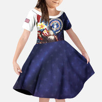 Personalized Northern Mariana Islands 4th of July Family Matching Mermaid Dress and Hawaiian Shirt Plumeria USA Eagle LT01 Daughter's Dress Multicolor - Polynesian Pride