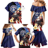 Personalized Northern Mariana Islands 4th of July Family Matching Mermaid Dress and Hawaiian Shirt Plumeria USA Eagle LT01 - Polynesian Pride