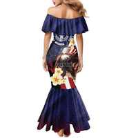Personalized Northern Mariana Islands 4th of July Family Matching Mermaid Dress and Hawaiian Shirt Plumeria USA Eagle LT01 - Polynesian Pride