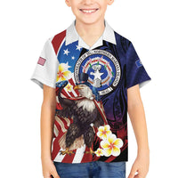 Personalized Northern Mariana Islands 4th of July Family Matching Off Shoulder Maxi Dress and Hawaiian Shirt Plumeria USA Eagle LT01 Son's Shirt Multicolor - Polynesian Pride