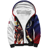 Personalized Northern Mariana Islands 4th of July Sherpa Hoodie Plumeria USA Eagle LT01 Unisex Multicolor - Polynesian Pride