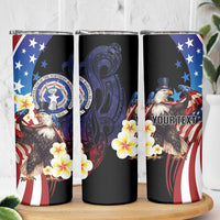 Personalized Northern Mariana Islands 4th of July Skinny Tumbler Plumeria USA Eagle LT01 - Polynesian Pride