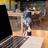 Personalized Northern Mariana Islands 4th of July Skinny Tumbler Plumeria USA Eagle LT01 - Polynesian Pride