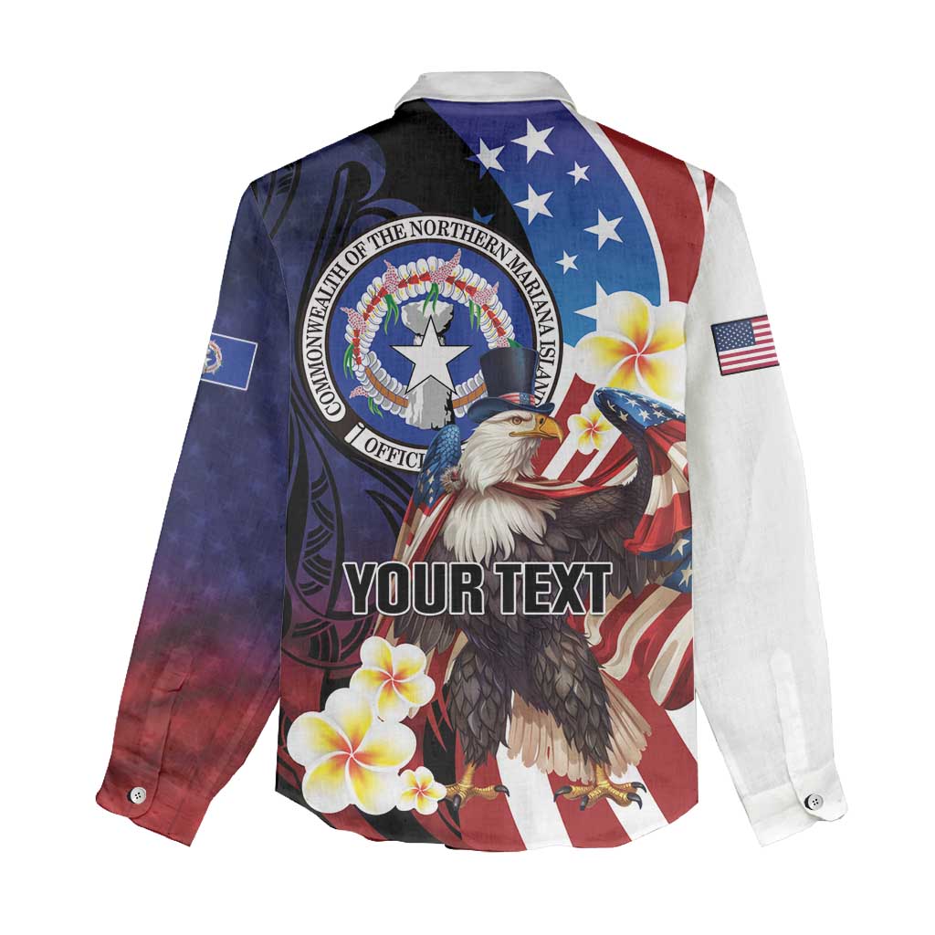 Personalized Northern Mariana Islands 4th of July Women Casual Shirt Plumeria USA Eagle LT01 - Polynesian Pride