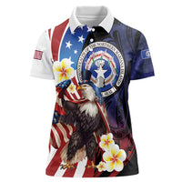 Personalized Northern Mariana Islands 4th of July Women Polo Shirt Plumeria USA Eagle LT01 Female Multicolor - Polynesian Pride