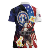 Personalized Northern Mariana Islands 4th of July Women Polo Shirt Plumeria USA Eagle LT01 - Polynesian Pride