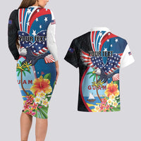 Personalized Guam Fourth of July Couples Matching Long Sleeve Bodycon Dress and Hawaiian Shirt Tropical Flowers LT01 - Polynesian Pride