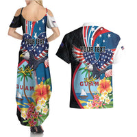 Personalized Guam Fourth of July Couples Matching Summer Maxi Dress and Hawaiian Shirt Tropical Flowers LT01 - Polynesian Pride