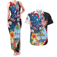 Personalized Guam Fourth of July Couples Matching Tank Maxi Dress and Hawaiian Shirt Tropical Flowers LT01 Multicolor - Polynesian Pride
