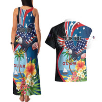 Personalized Guam Fourth of July Couples Matching Tank Maxi Dress and Hawaiian Shirt Tropical Flowers LT01 - Polynesian Pride