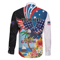 Personalized Guam Fourth of July Family Matching Long Sleeve Bodycon Dress and Hawaiian Shirt Tropical Flowers LT01 - Polynesian Pride