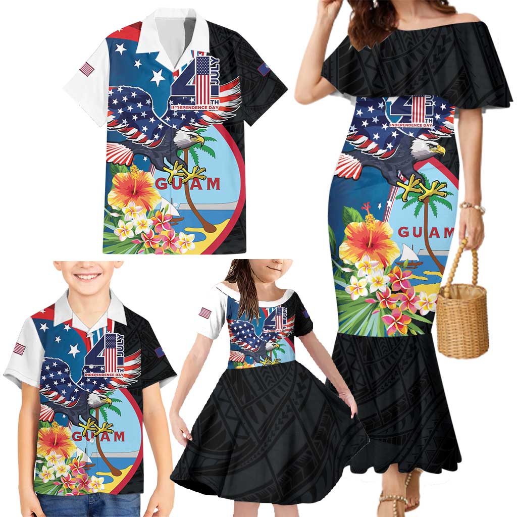 Personalized Guam Fourth of July Family Matching Mermaid Dress and Hawaiian Shirt Tropical Flowers LT01 - Polynesian Pride