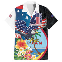 Personalized Guam Fourth of July Family Matching Off The Shoulder Long Sleeve Dress and Hawaiian Shirt Tropical Flowers LT01 Dad's Shirt - Short Sleeve Multicolor - Polynesian Pride