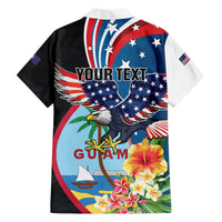 Personalized Guam Fourth of July Family Matching Off The Shoulder Long Sleeve Dress and Hawaiian Shirt Tropical Flowers LT01 - Polynesian Pride