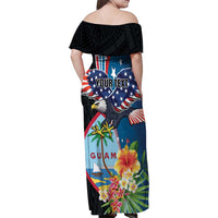 Personalized Guam Fourth of July Family Matching Off Shoulder Maxi Dress and Hawaiian Shirt Tropical Flowers LT01 - Polynesian Pride