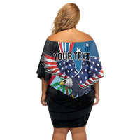 Personalized Guam Fourth of July Family Matching Off Shoulder Short Dress and Hawaiian Shirt Tropical Flowers LT01 - Polynesian Pride
