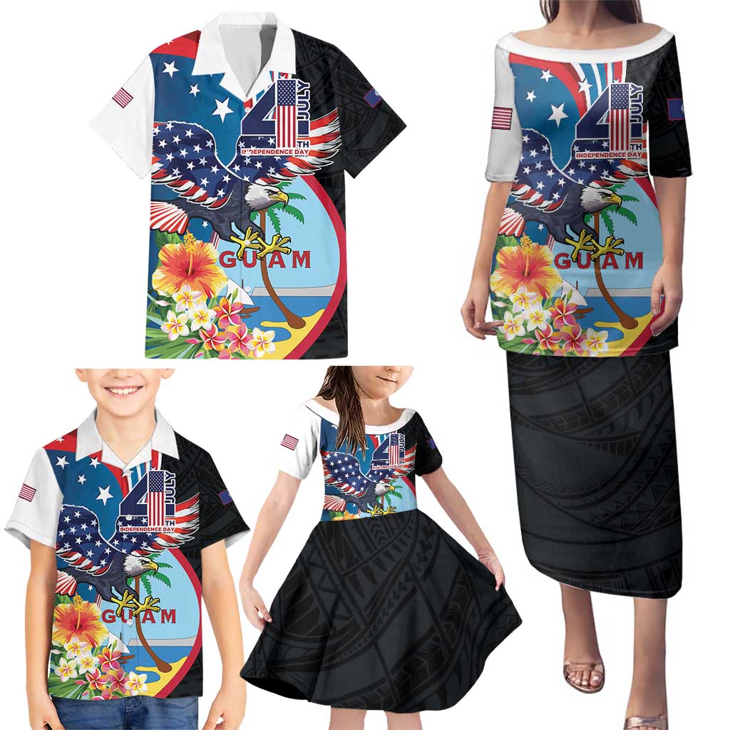 Personalized Guam Fourth of July Family Matching Puletasi and Hawaiian Shirt Tropical Flowers LT01 - Polynesian Pride