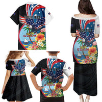 Personalized Guam Fourth of July Family Matching Puletasi and Hawaiian Shirt Tropical Flowers LT01 - Polynesian Pride