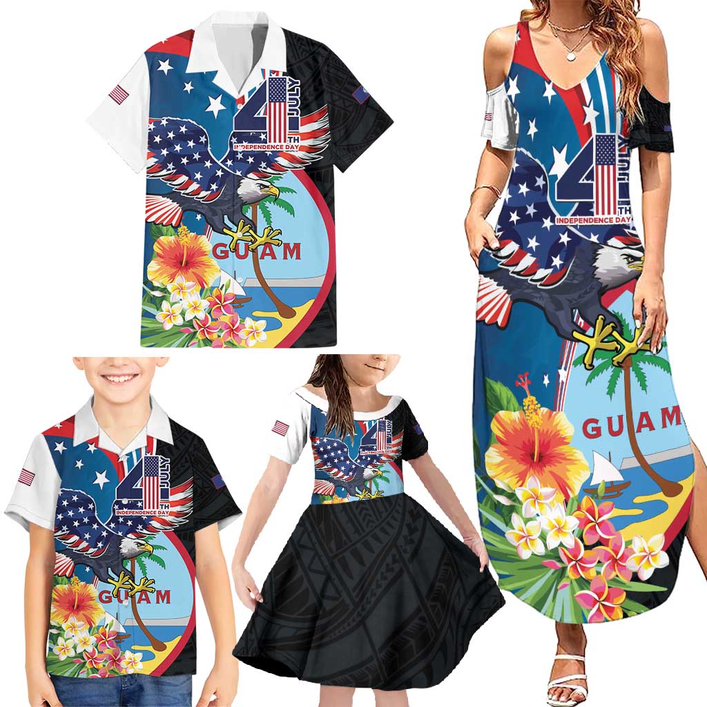 Personalized Guam Fourth of July Family Matching Summer Maxi Dress and Hawaiian Shirt Tropical Flowers LT01 - Polynesian Pride