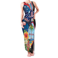 Personalized Guam Fourth of July Family Matching Tank Maxi Dress and Hawaiian Shirt Tropical Flowers LT01 Mom's Dress Multicolor - Polynesian Pride