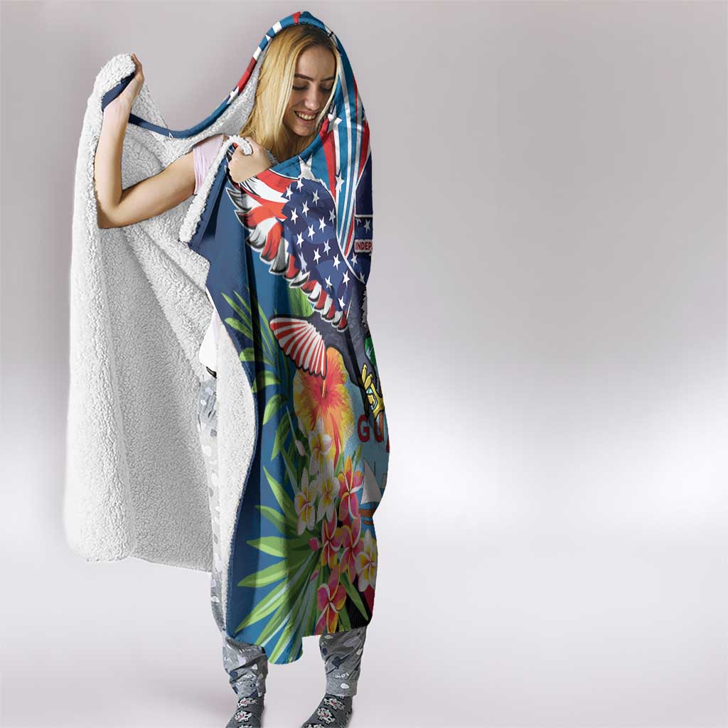 Guam Fourth of July Hooded Blanket Tropical Flowers