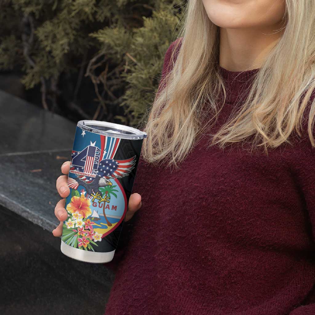 Personalized Guam Fourth of July Tumbler Cup Tropical Flowers