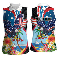 Personalized Guam Fourth of July Women Sleeveless Polo Shirt Tropical Flowers LT01 - Polynesian Pride