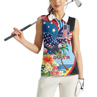Personalized Guam Fourth of July Women Sleeveless Polo Shirt Tropical Flowers LT01 - Polynesian Pride